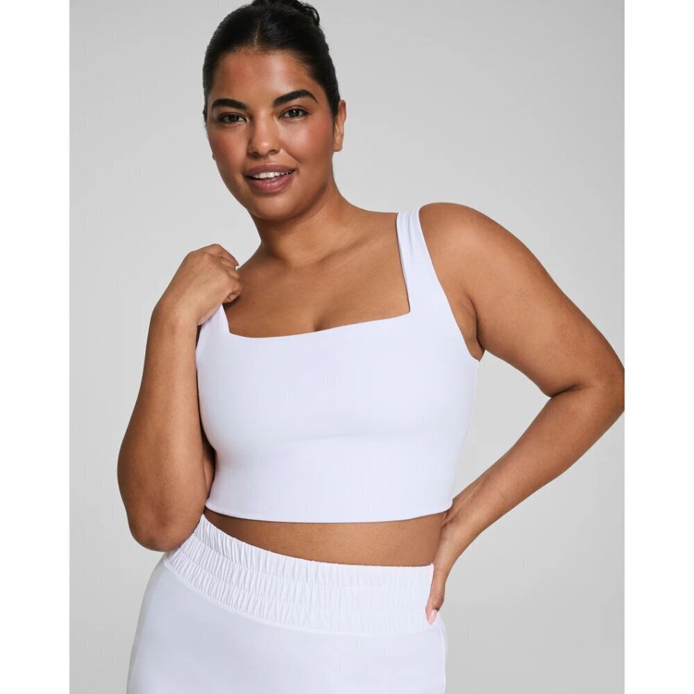 SPANX Square Neck Crop Tank Top in Vivid White Size X-Small